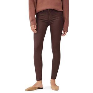 DL1961 Florence Instasculpt Coated Mid Rise Skinny Jeans Merlot Burgundy size 27